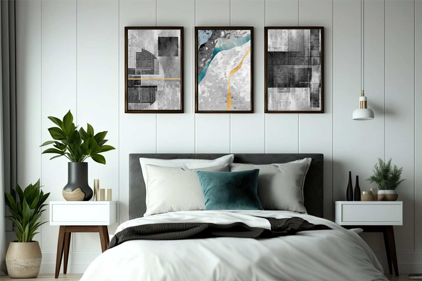 Muted Flow β Contemporary Abstract Trio Art Frame π¨β¨