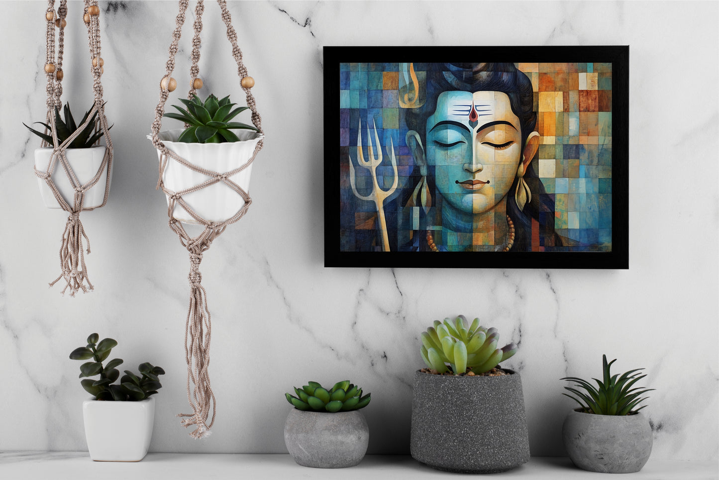 Divine Calm β Lord Shiva Mosaic Art Frame ποΈβ¨