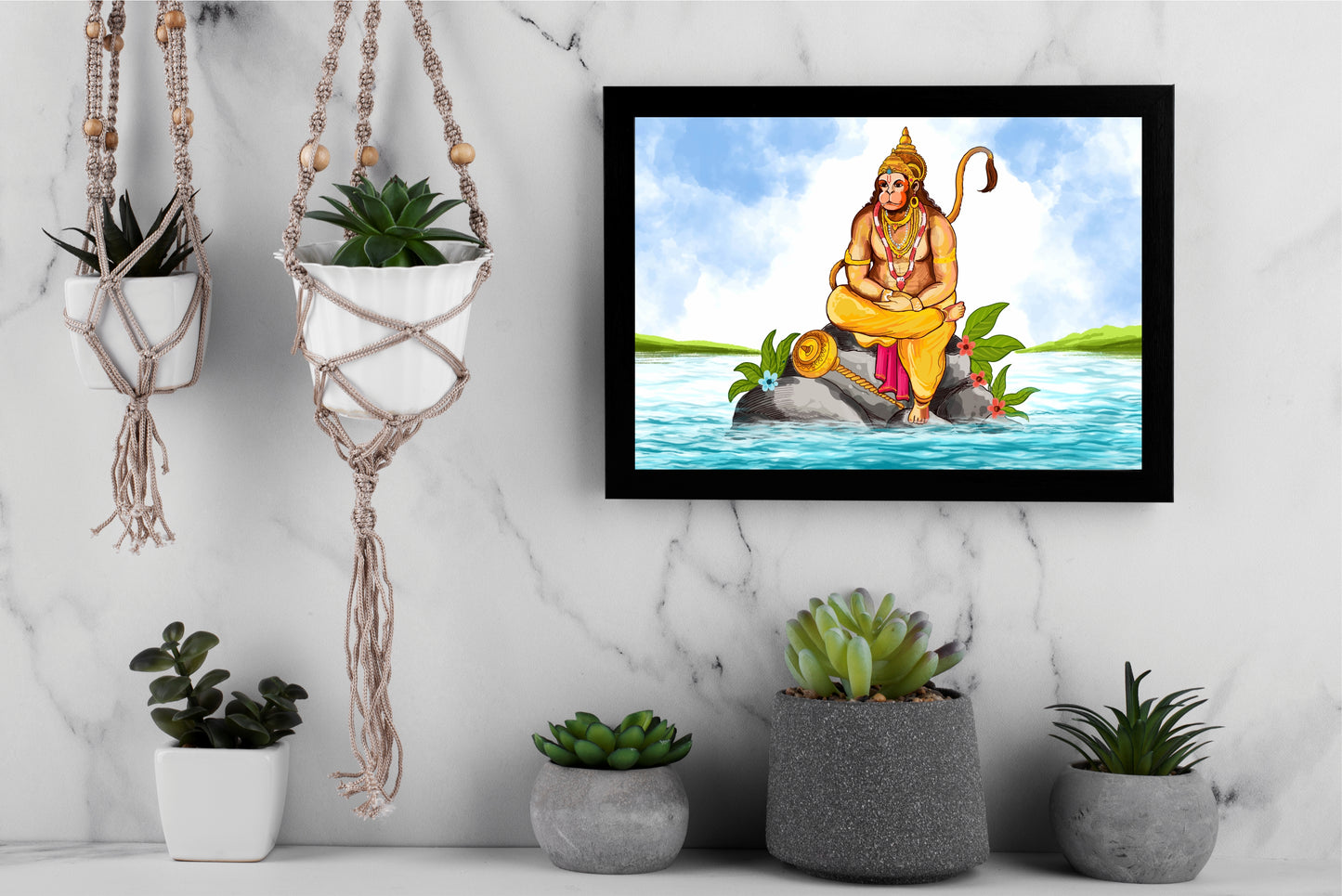 Divine Strength β Lord Hanuman Devotional Art Frame ποΈβ¨