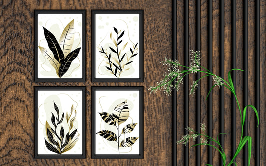 Golden Botanical Harmony Wall Frame Set β Luxe Nature Elegance πΏβ¨