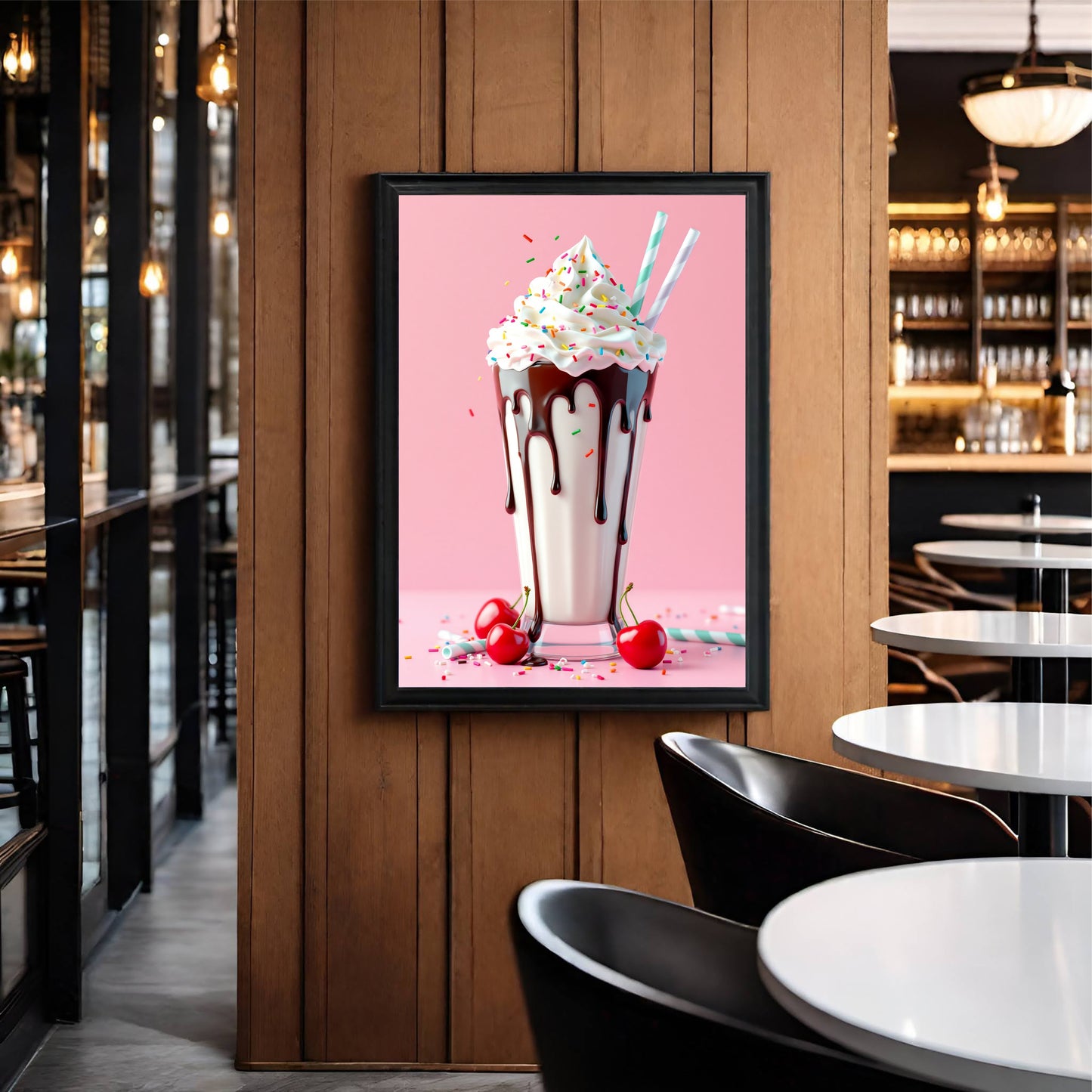 Cherry Drip Delight β Milkshake Art Frame ππ₯€