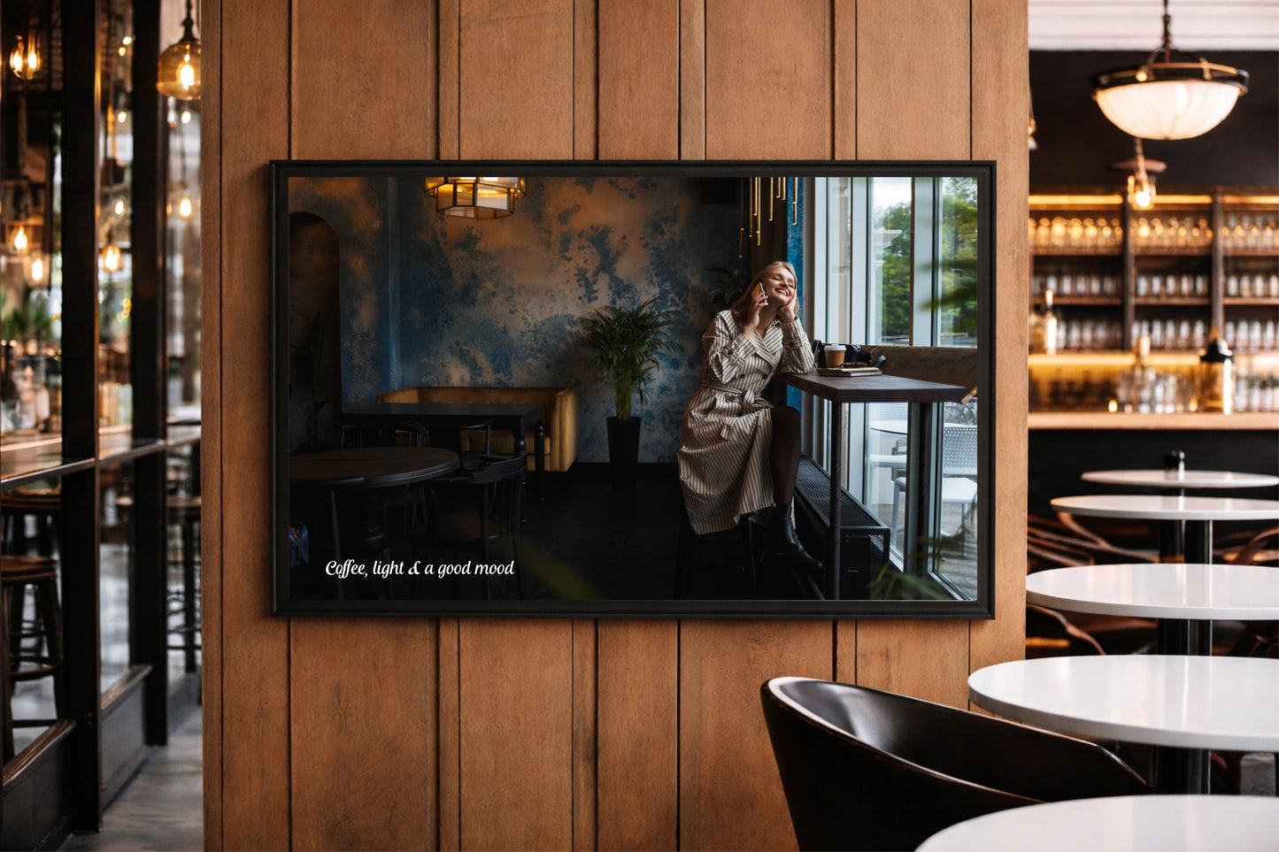 Coffee, Light & A Good Mood – Modern Café Lifestyle Art Frame