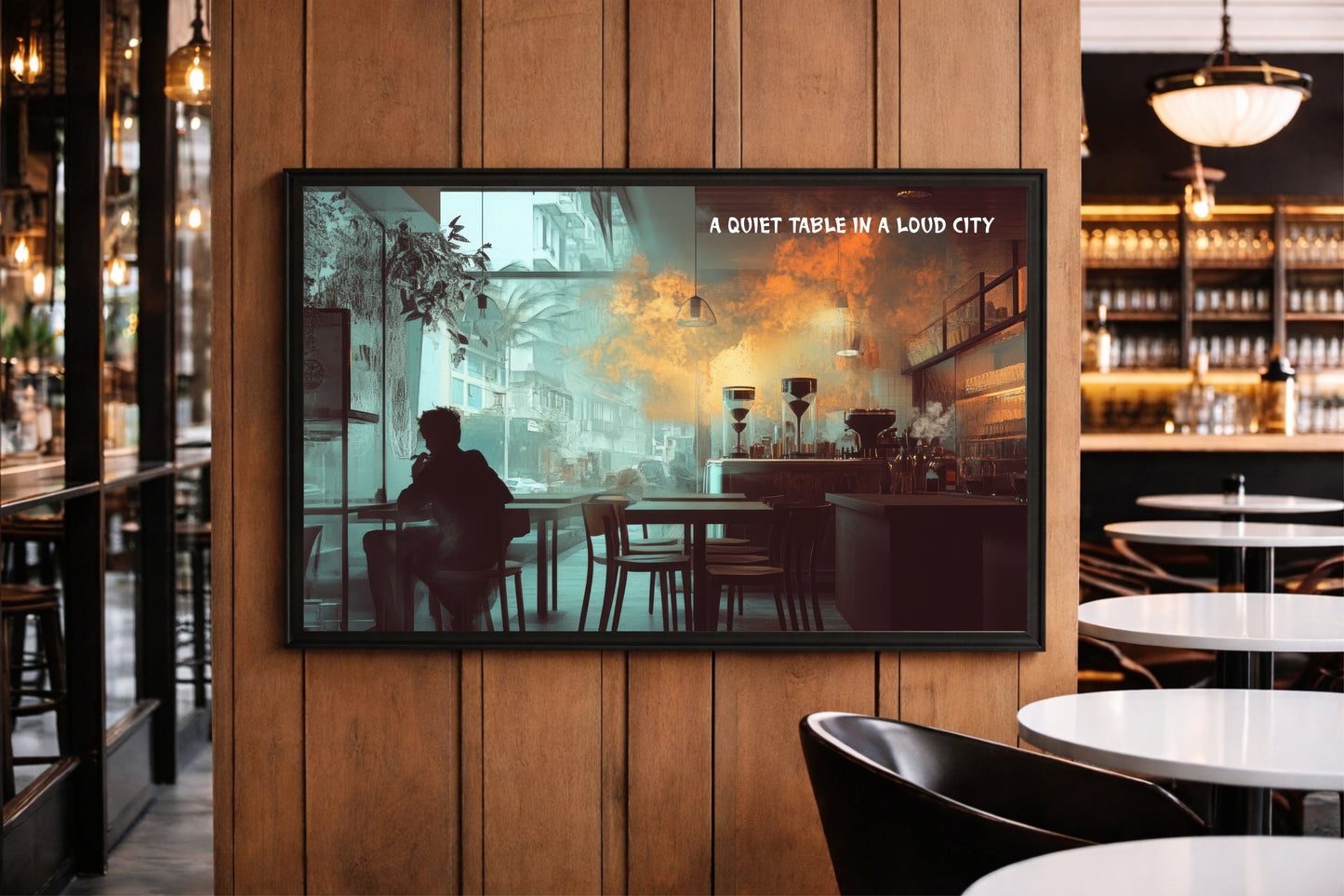 A Quiet Table in a Loud City Wall Art Photo Frame – Urban Café Mood Art Frame