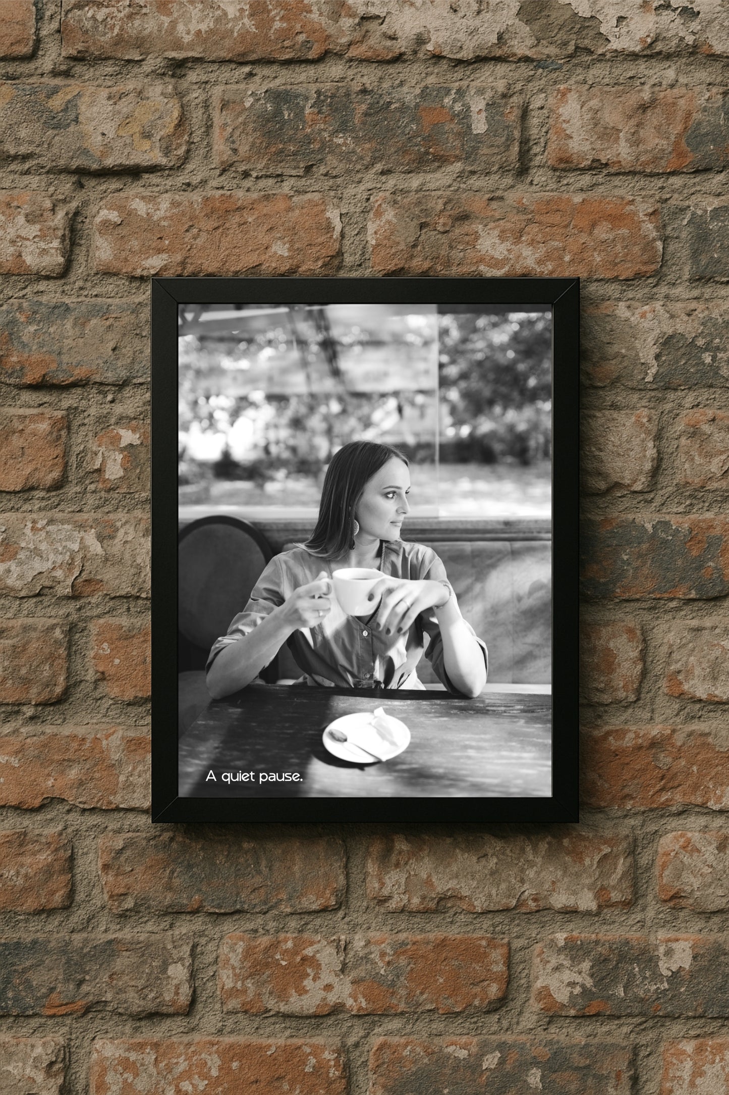A Quiet Pause – Reflective Café Wall Art ☕🖤