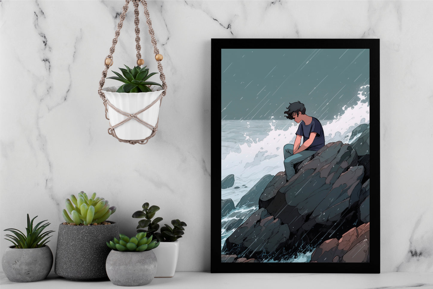 Alone with the Waves Wall Art Photo Frame – Quiet Strength Wall Art