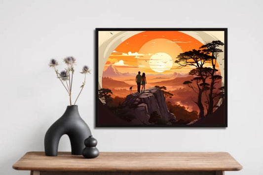 Couples on Hilltop β Romantic Nature Wall Frame