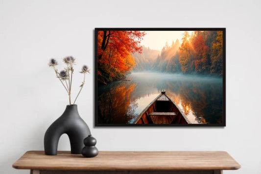 Boat in River Nature Wall Frame β A Peaceful Escape into Serenity