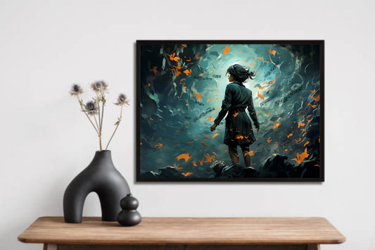 Alone Girl on Beach Nature Wall Frame β A Soulful Escape