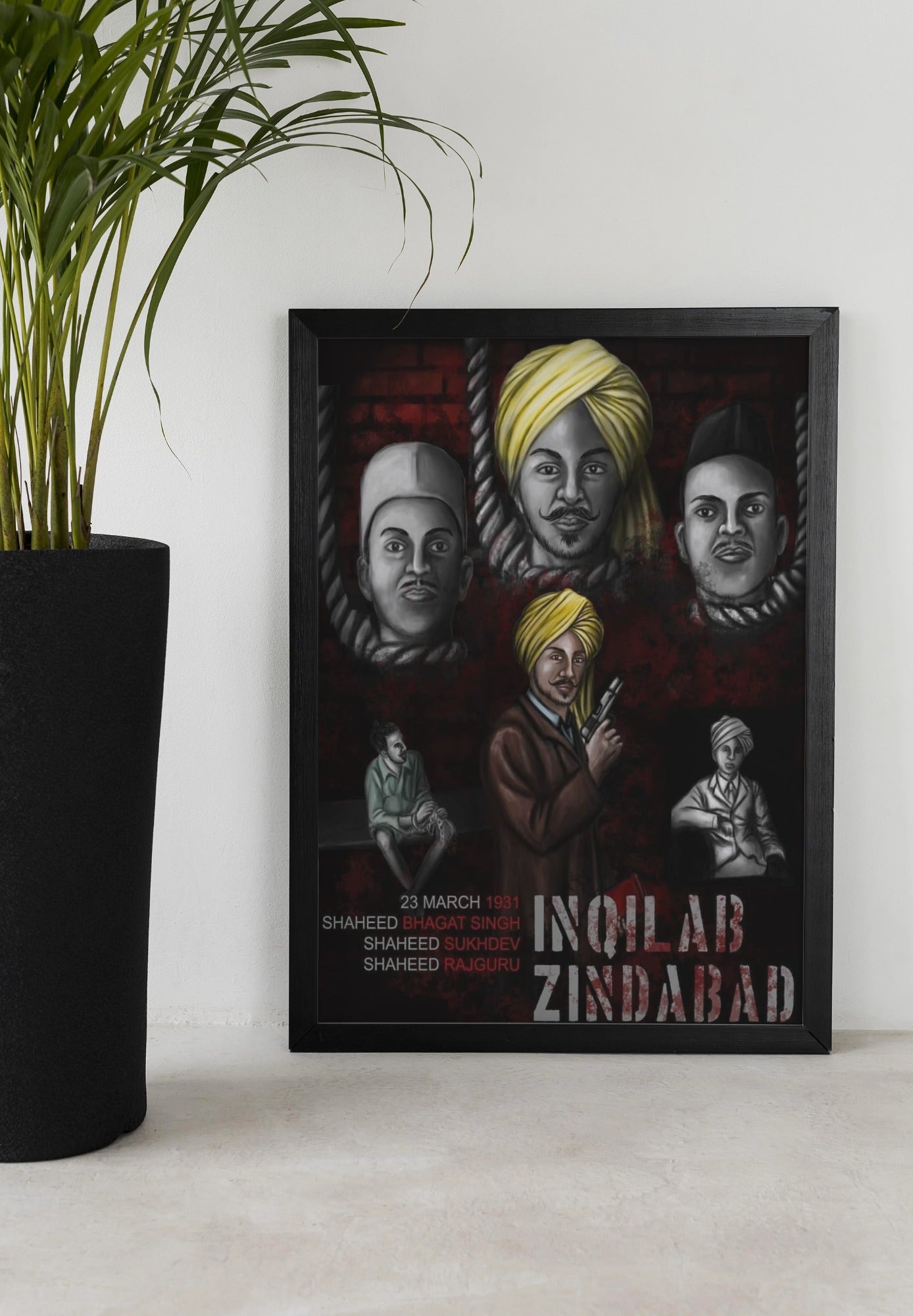Shaheed Bhagat Singh, Rajguru & Sukhdev Motivational Wall Frame – A Tribute to the Martyrs of India