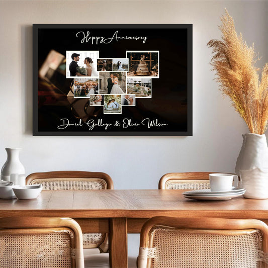 Personalized Anniversary Collage Frame β Elegant Wedding Memories Display