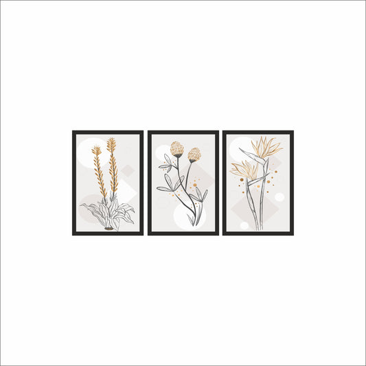 Golden Serenity Botanical Wall Frame Set – Subtle Luxury in Nature’s Form 🌿🌾