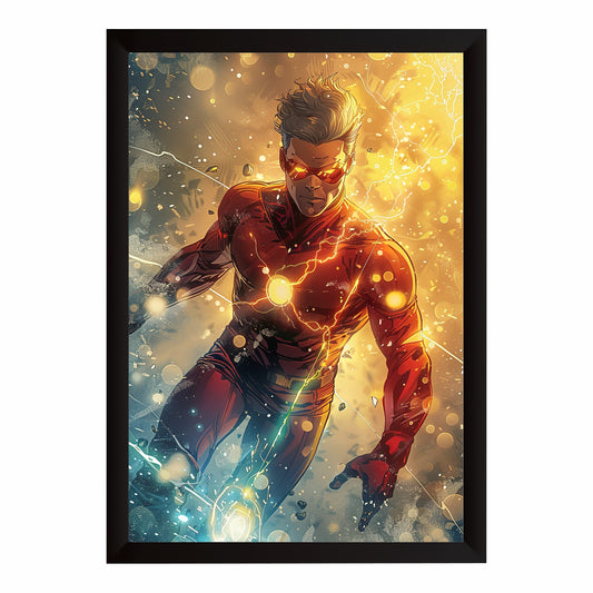 Electric Superhero Wall Art | Lightning Power Comic Artwork
