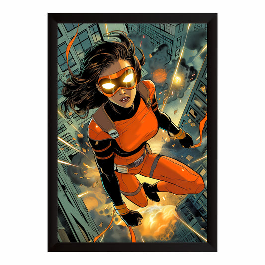 Female Superhero Wall Art | Dynamic Comic Book Action Artwork