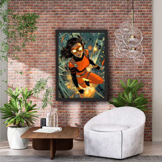 Female Superhero Wall Art | Dynamic Comic Book Action Artwork