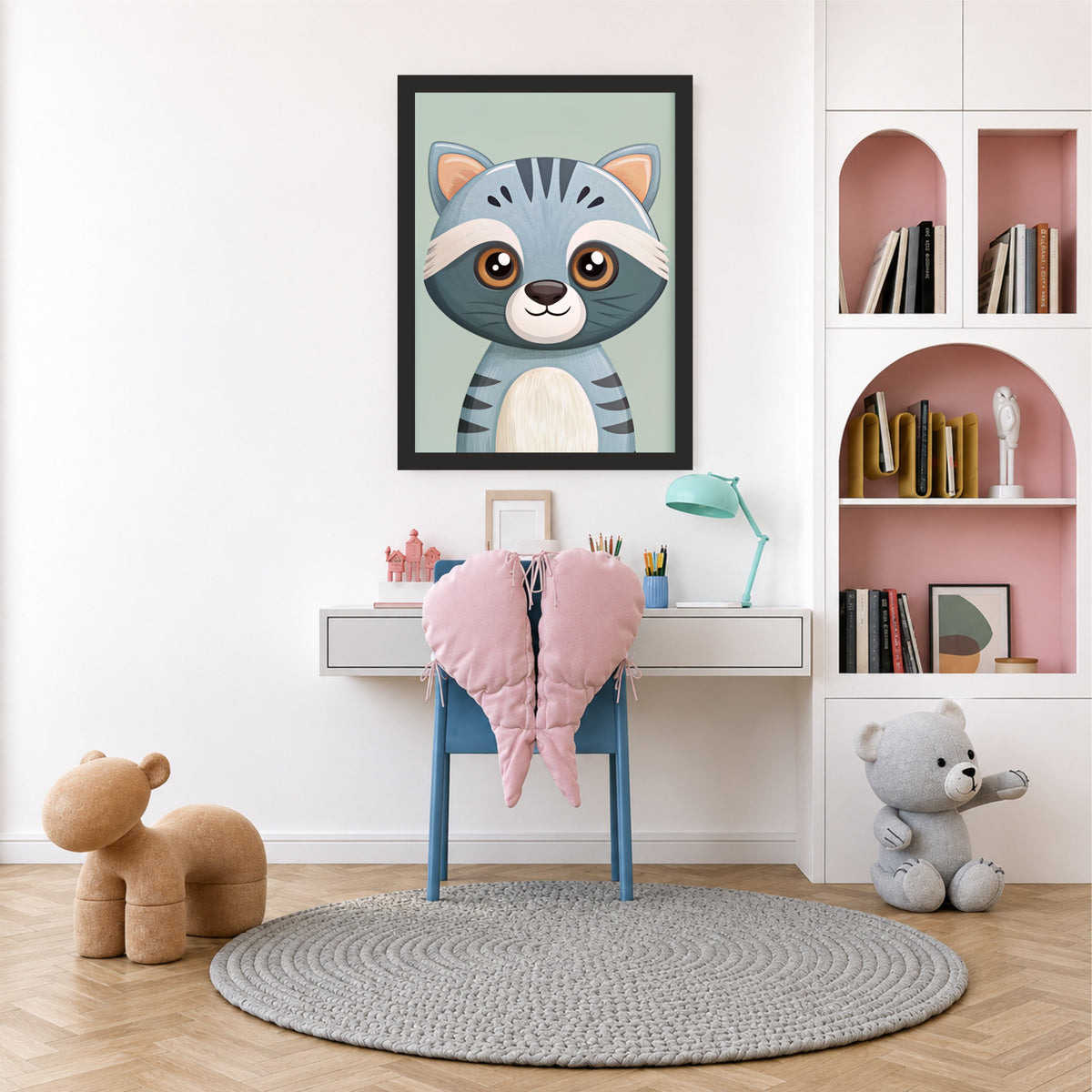 Cute Raccoon Wall Art | Raccoon Nursery Decor