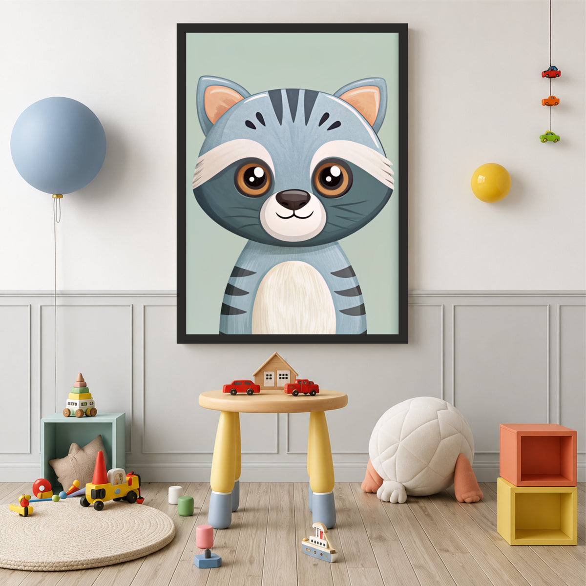 Cute Raccoon Wall Art | Raccoon Nursery Decor