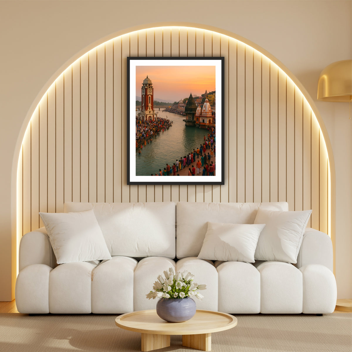 Har Ki Pauri Haridwar Wall Art | Holy Ganga Ghat Spiritual Landscape | Hindu Religious Wall Decor | Premium HD Framed Artwork