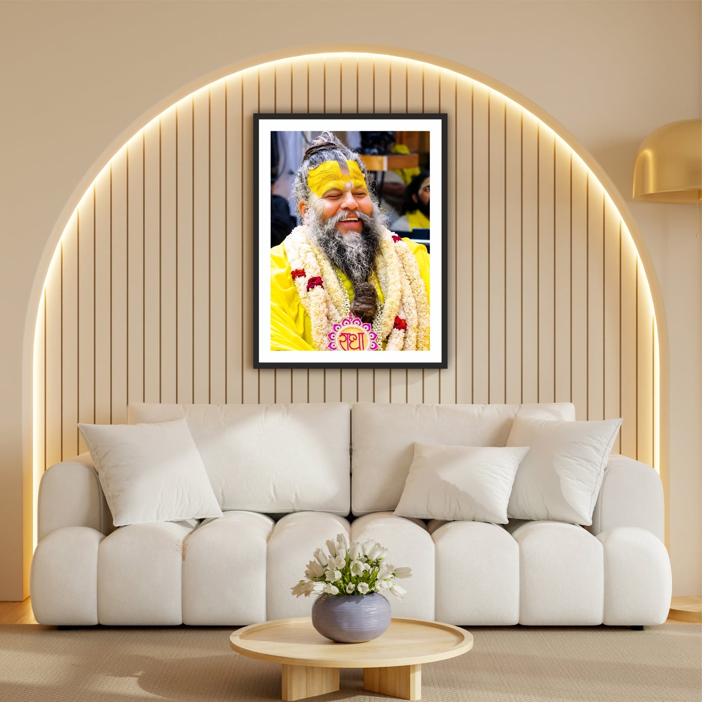 Premanand Ji Maharaj Wall Art | Shri Hit Premanand Govind Sharan Ji Maharaj | Vrindavan Spiritual Guru HD Print | Hindu Devotional Framed Wall Decor