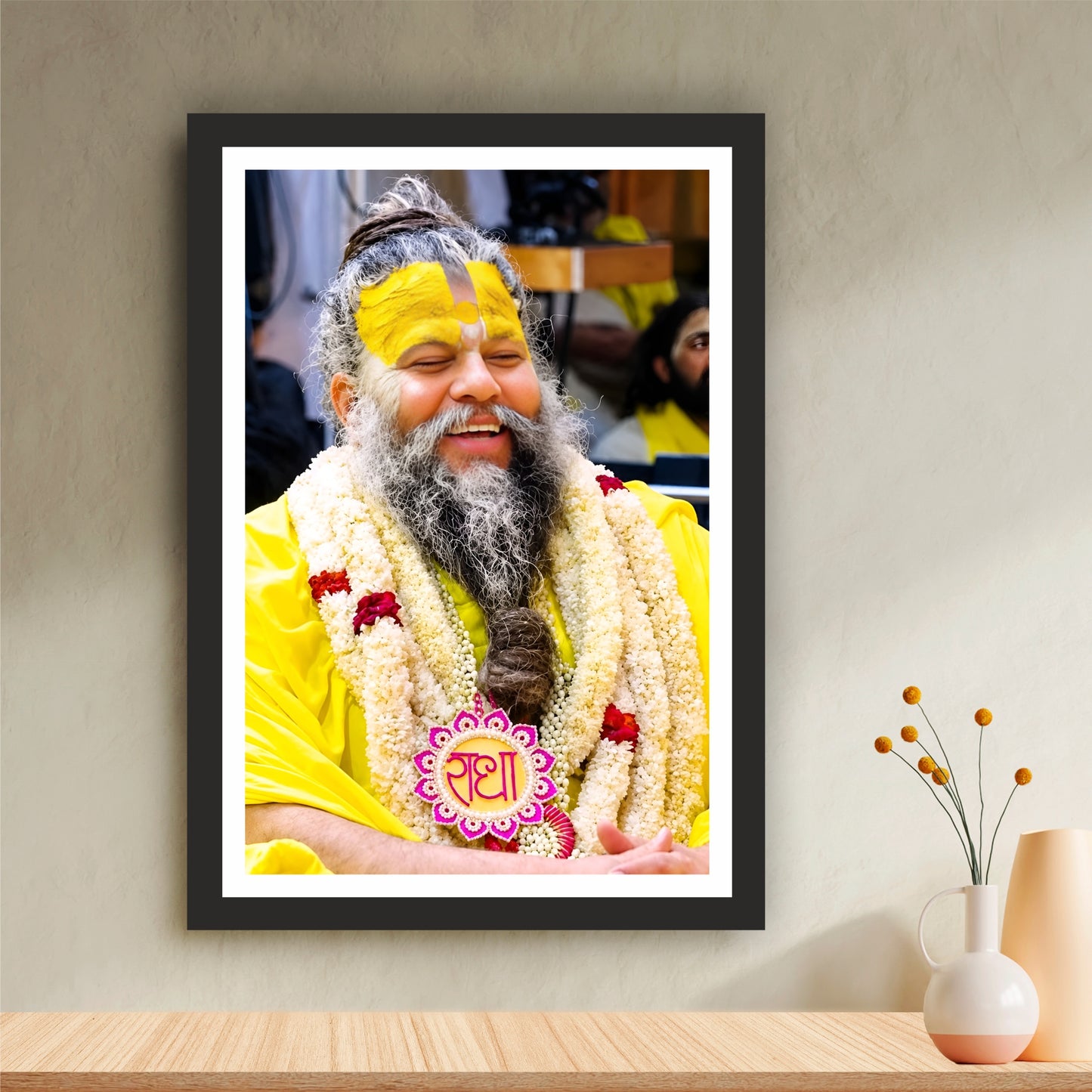 Premanand Ji Maharaj Wall Art | Shri Hit Premanand Govind Sharan Ji Maharaj | Vrindavan Spiritual Guru HD Print | Hindu Devotional Framed Wall Decor
