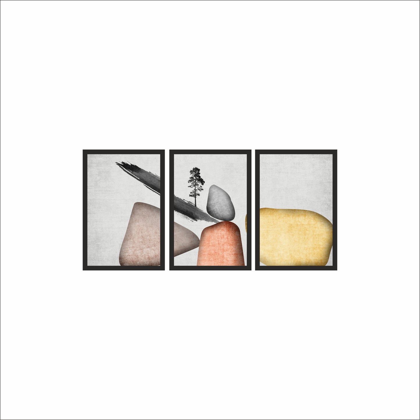 Zen Balance Abstract Wall Frame Set – Modern Tranquility in Art 🪶✨