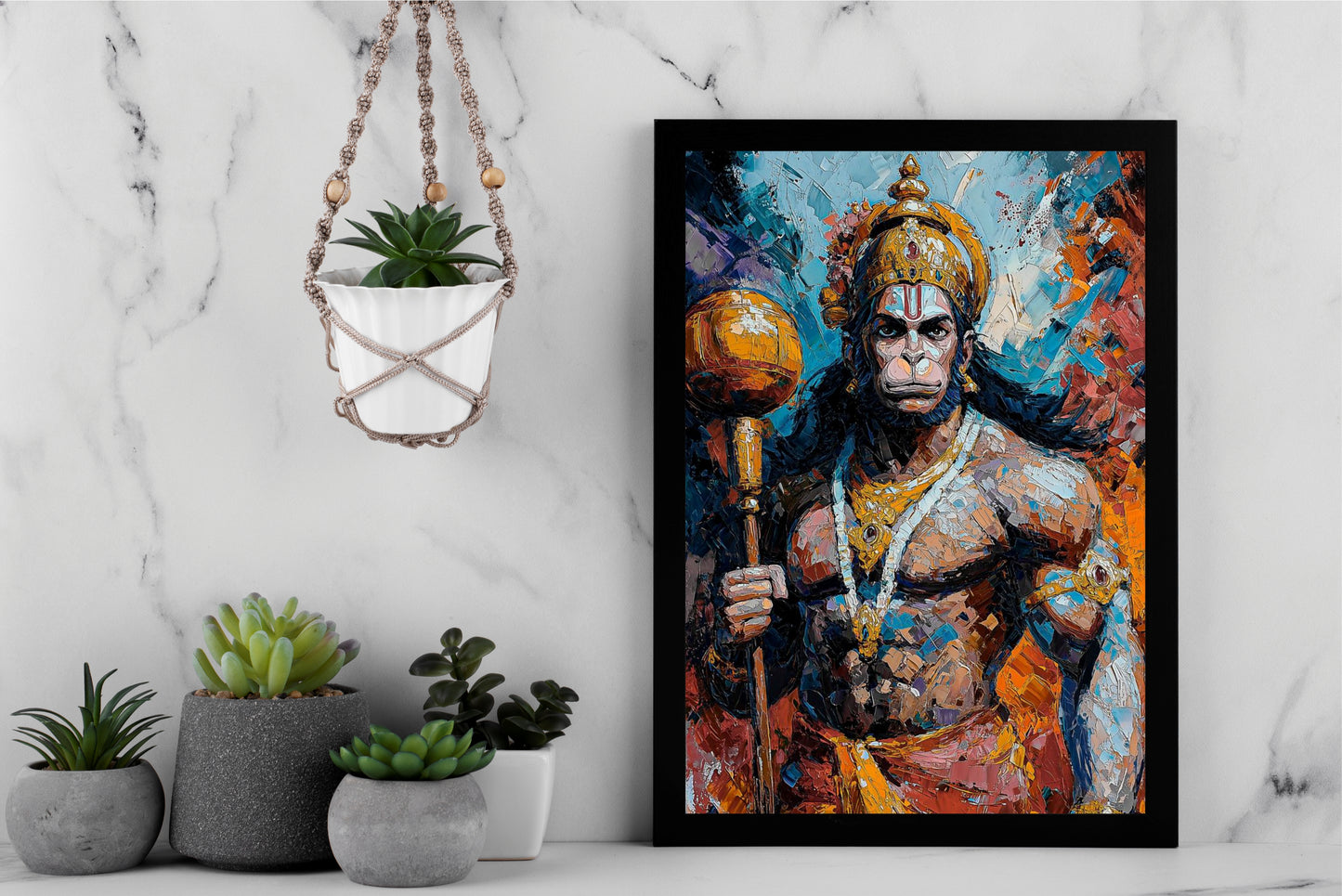 Shri Hanuman Wall Art Photo Frame – The Symbol of Strength, Devotion & Fearless Power