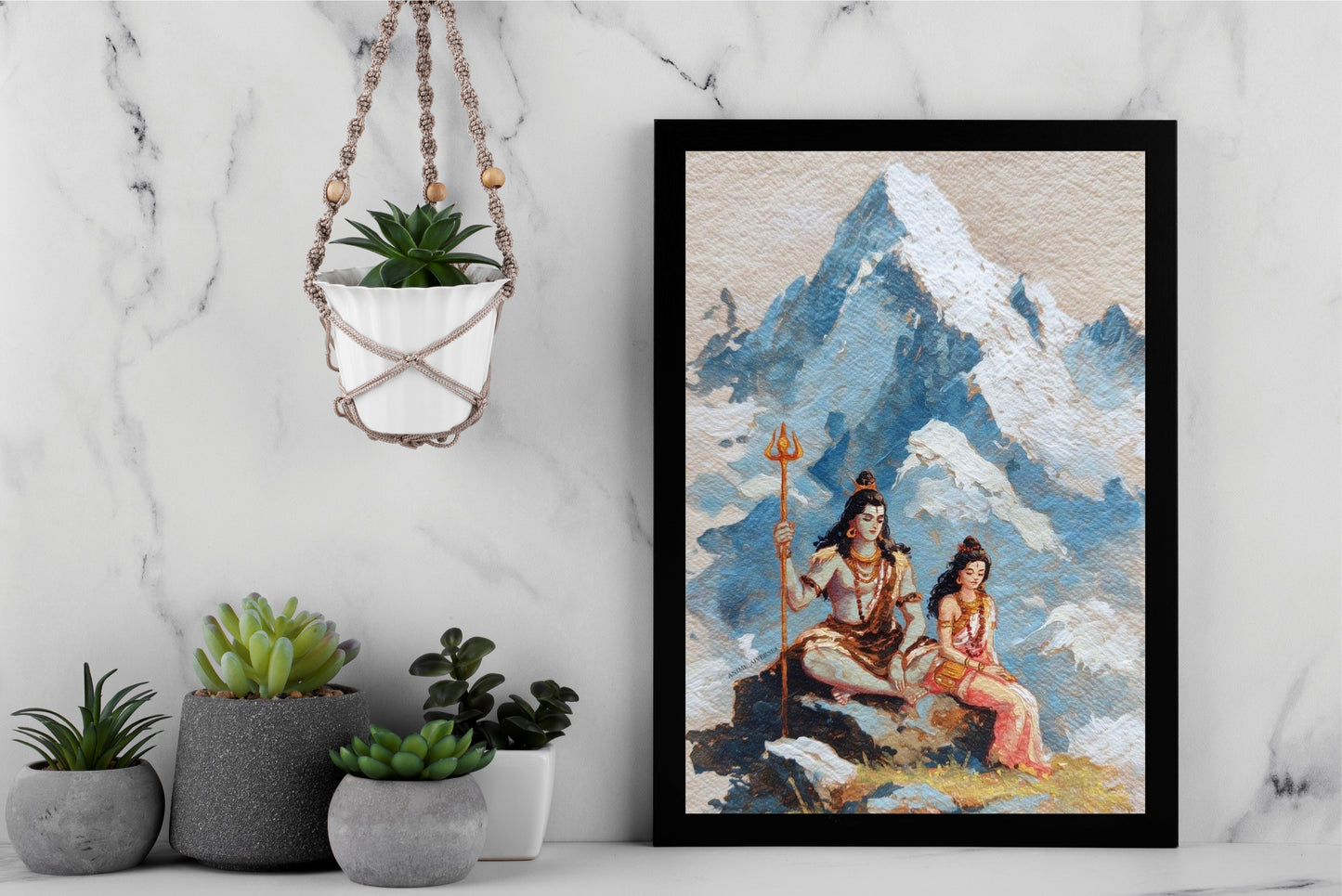 Shiv–Parvati Wall Art Photo Frame – The Eternal Union of Power & Peace