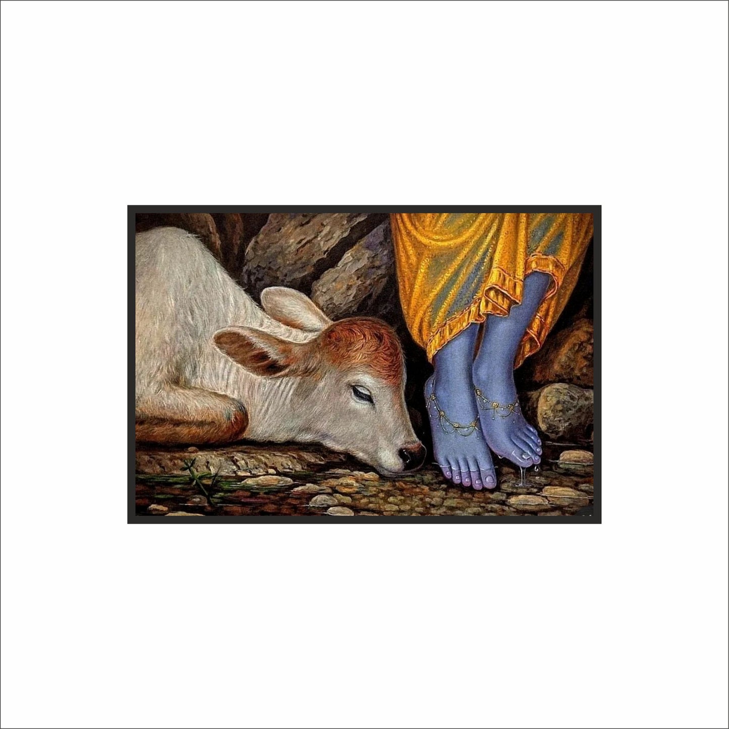 Shri Krishna Wall Art Photo Frame – The Divine Bond of Love & Compassion