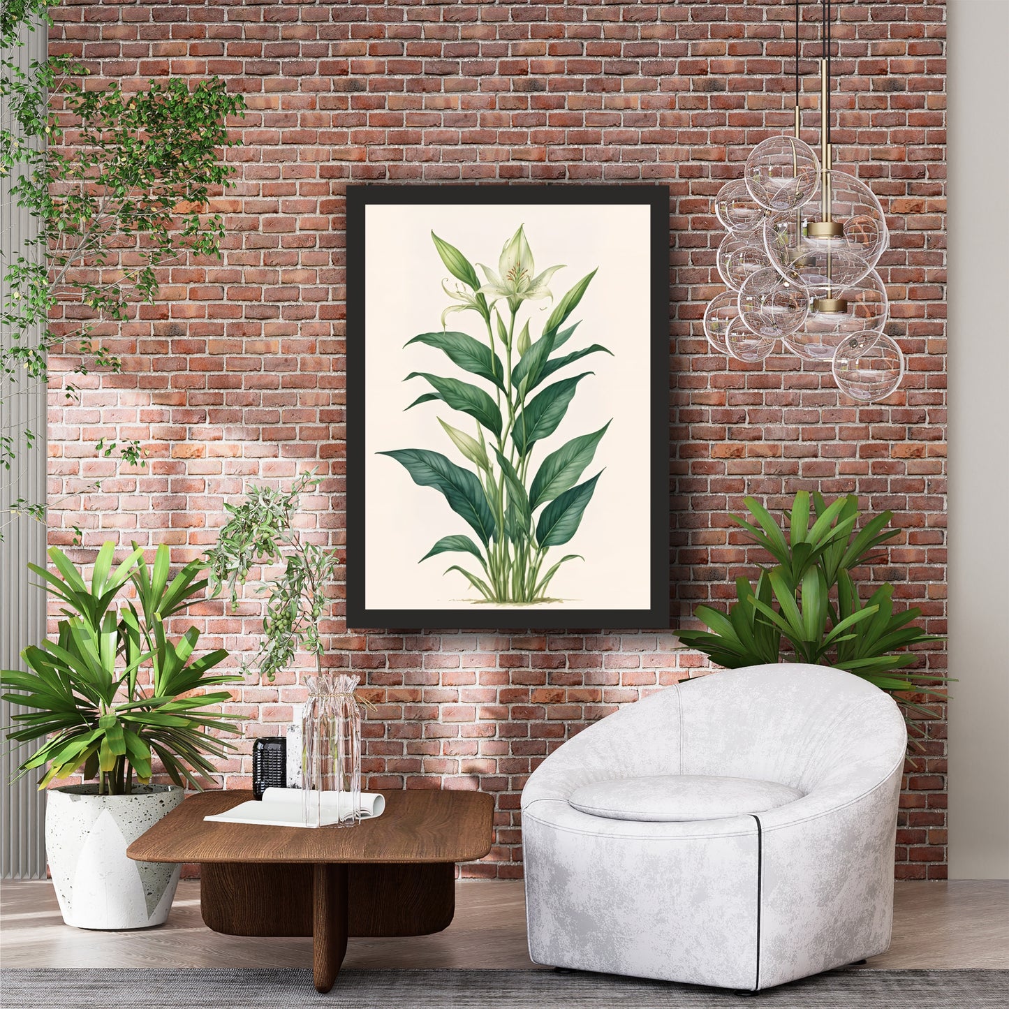 White Lily Botanical Wall Art | Minimalist Floral Botanical Artwork