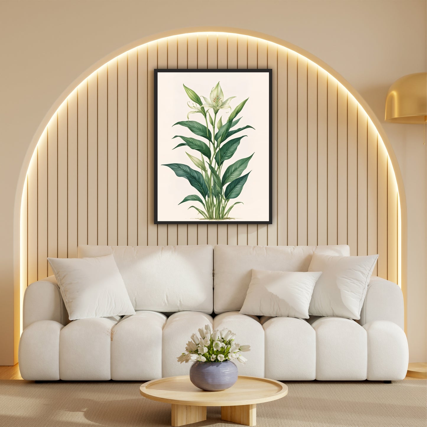 White Lily Botanical Wall Art | Minimalist Floral Botanical Artwork
