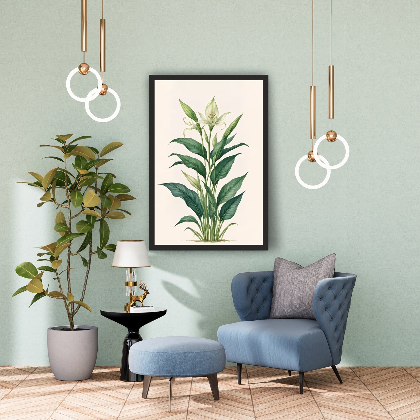 White Lily Botanical Wall Art | Minimalist Floral Botanical Artwork