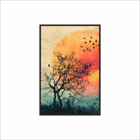 Sunset Serenity – Minimal Nature Wall Art 🌅