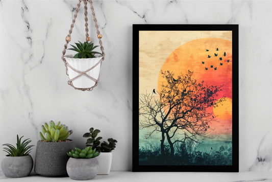 Sunset Serenity – Minimal Nature Wall Art 🌅