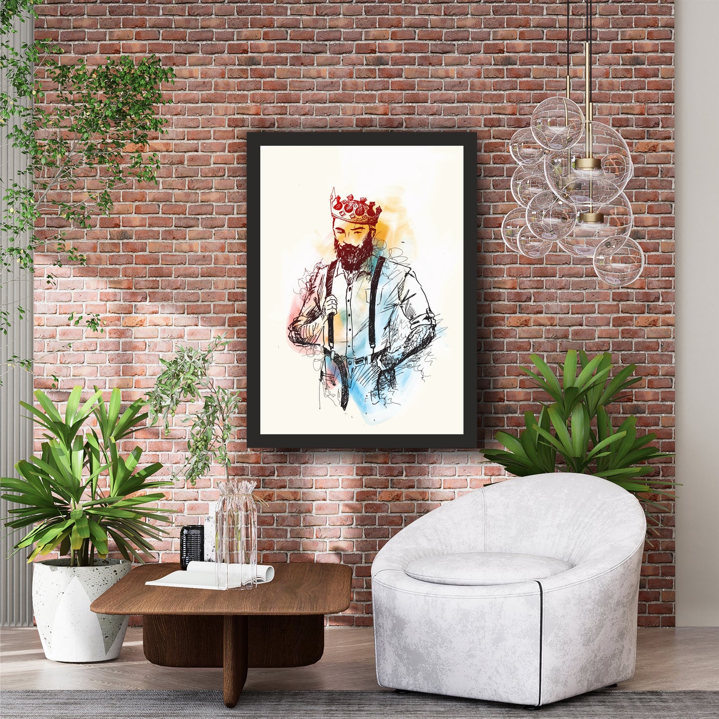Royal Bearded Man Wall Art | Artistic Sketch Portrait Artwork