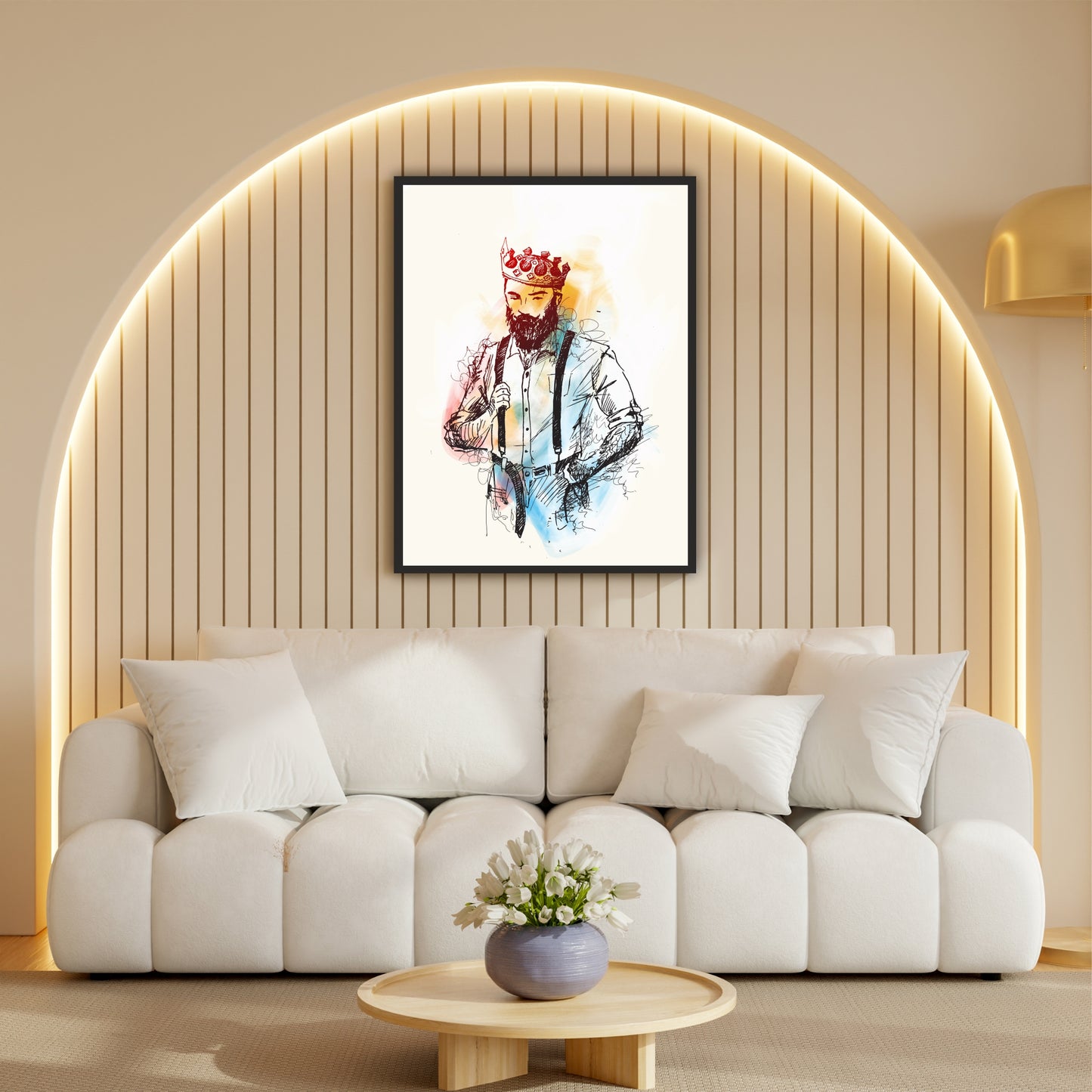 Royal Bearded Man Wall Art | Artistic Sketch Portrait Artwork
