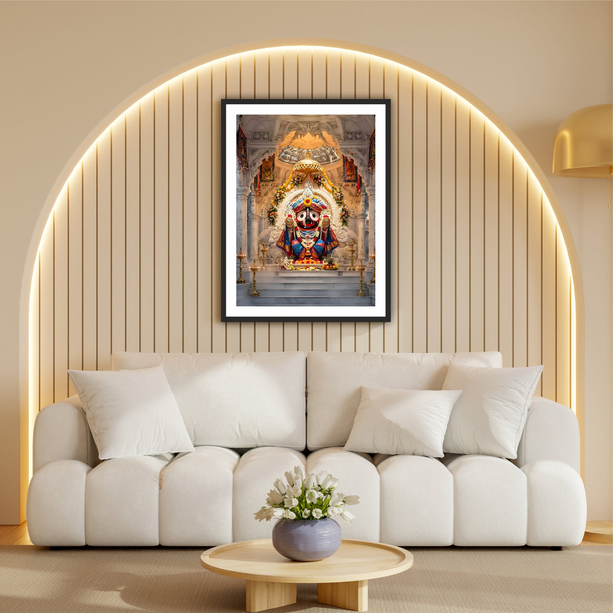 Lord Jagannath Wall Art | Shri Jagannath Temple Darshan | Puri Jagannath Idol HD Print | Hindu Spiritual Framed Wall Decor