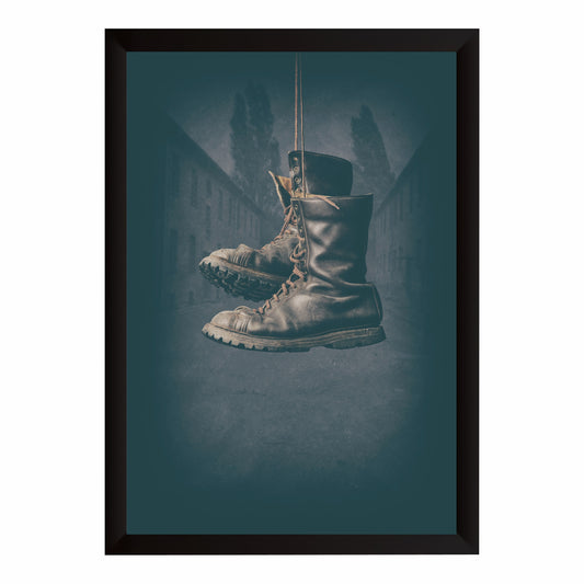 Military Boots Wall Art | Vintage Combat Boots Artwork | Rugged Army Footwear Photography | Rustic Men’s Wall Decor