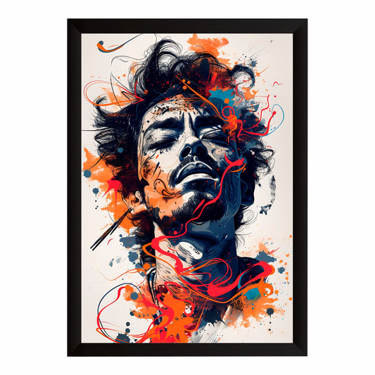 Abstract Bearded Man Wall Art | Colorful Splash & Modern Portrait Artwork