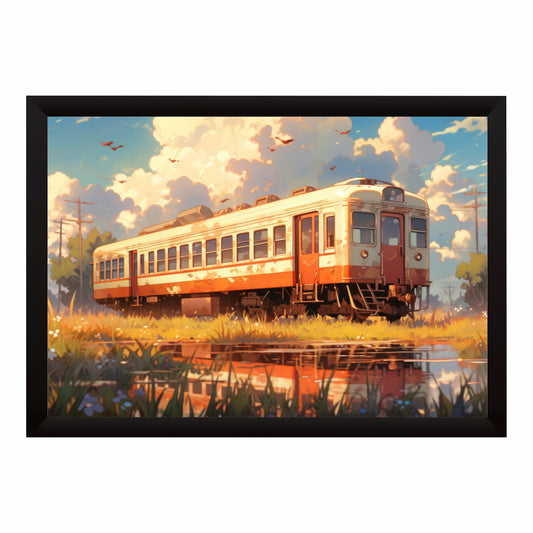 Vintage Train Landscape Wall Art | Nostalgic Railway Travel Poster