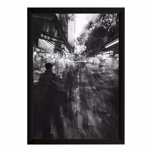 Urban Street Market Black & White Wall Art | Moody City Photography Print