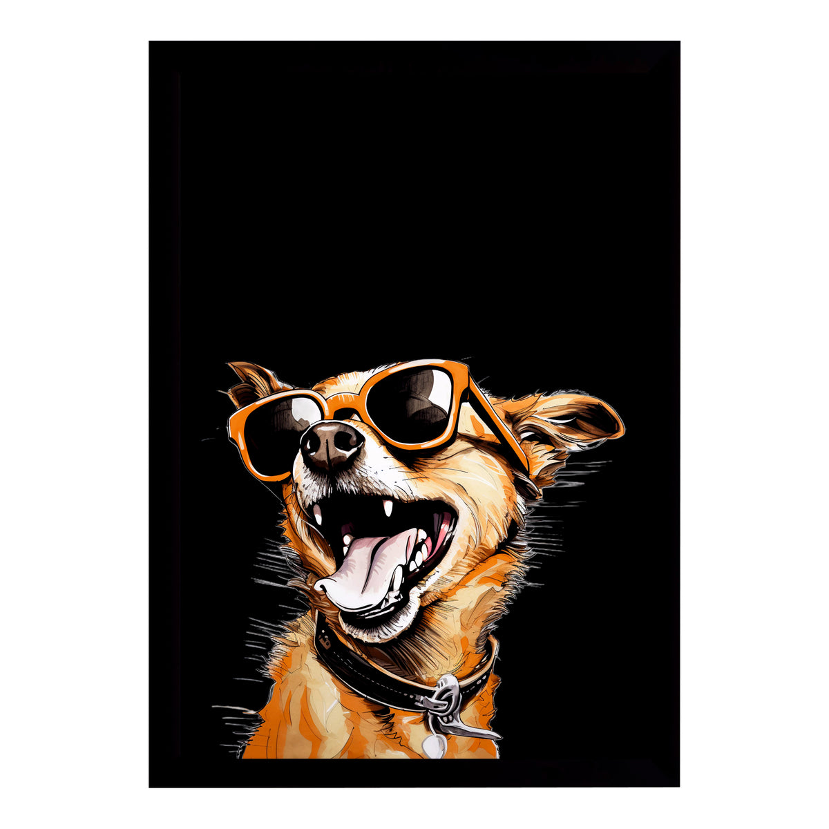Dog Wall Art | Cool Dog with Sunglasses | Funny Pet Artwork | Framed Dog Lover Wall Decor
