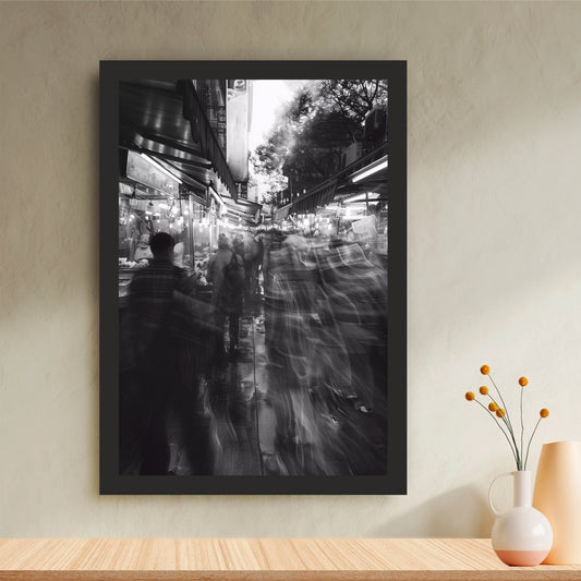 Urban Street Market Black & White Wall Art | Moody City Photography Print