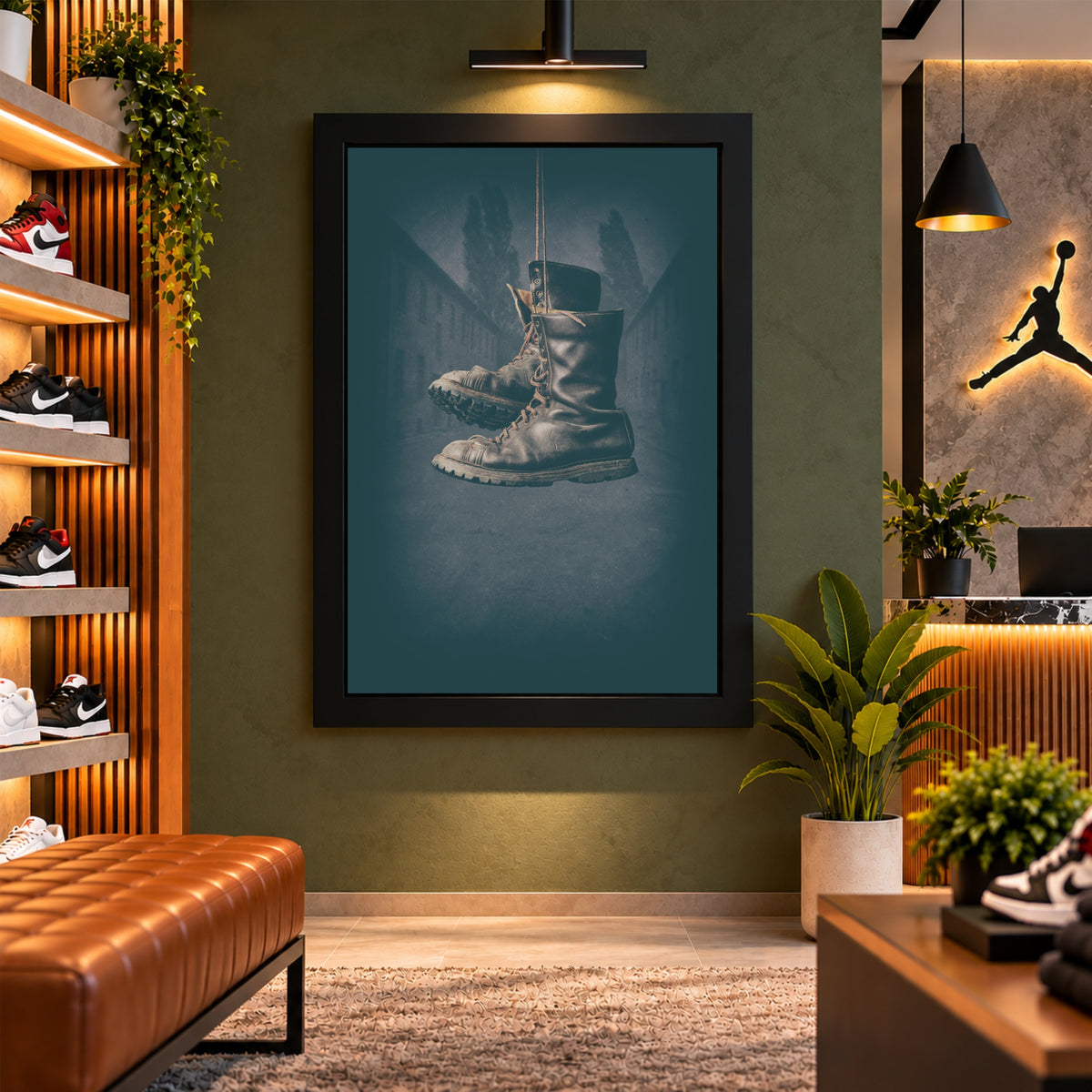 Military Boots Wall Art | Vintage Combat Boots Artwork | Rugged Army Footwear Photography | Rustic Men’s Wall Decor