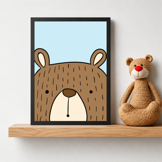 Cute Bear Wall Art | Minimalist Woodland Nursery Animal Print
