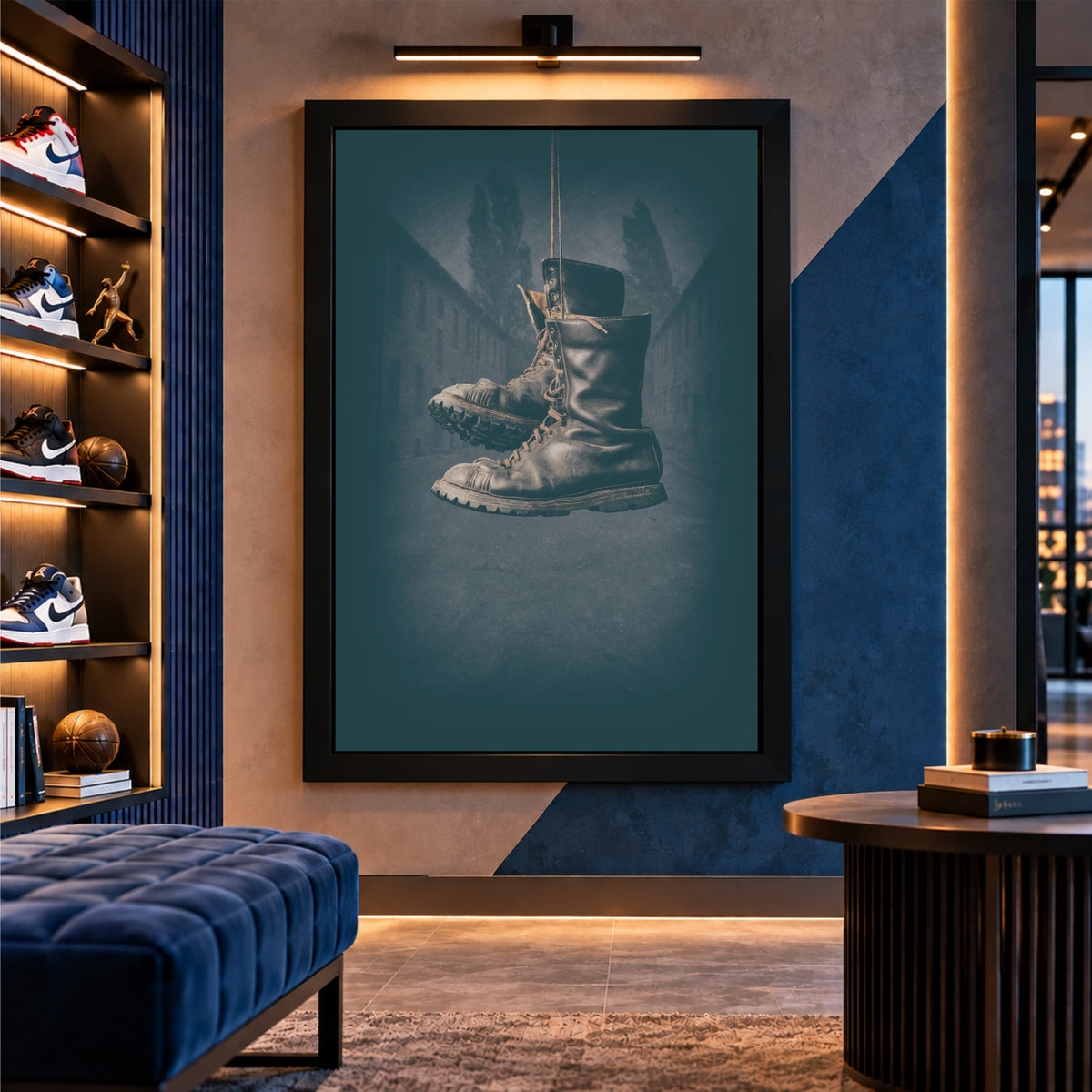 Military Boots Wall Art | Vintage Combat Boots Artwork | Rugged Army Footwear Photography | Rustic Men’s Wall Decor