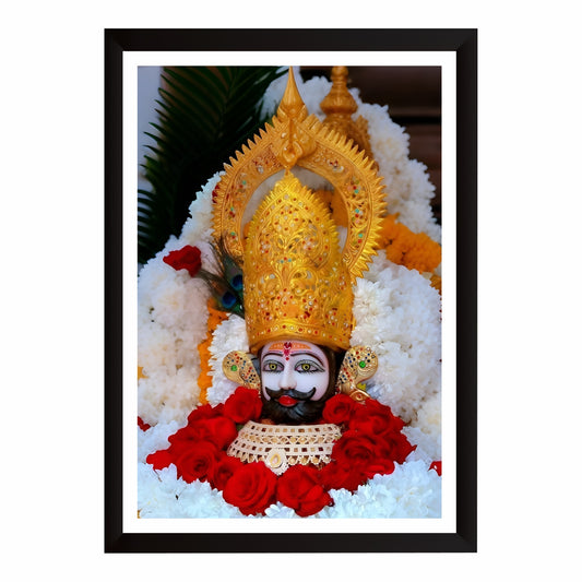 Khatu Shyam Ji Wall Art | Shri Shyam Baba HD Print | Barbarika Divine Idol | Hindu Spiritual Framed Wall Decor