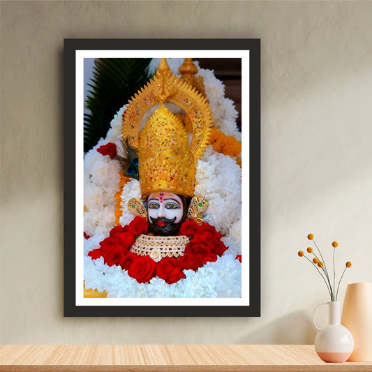 Khatu Shyam Ji Wall Art | Shri Shyam Baba HD Print | Barbarika Divine Idol | Hindu Spiritual Framed Wall Decor