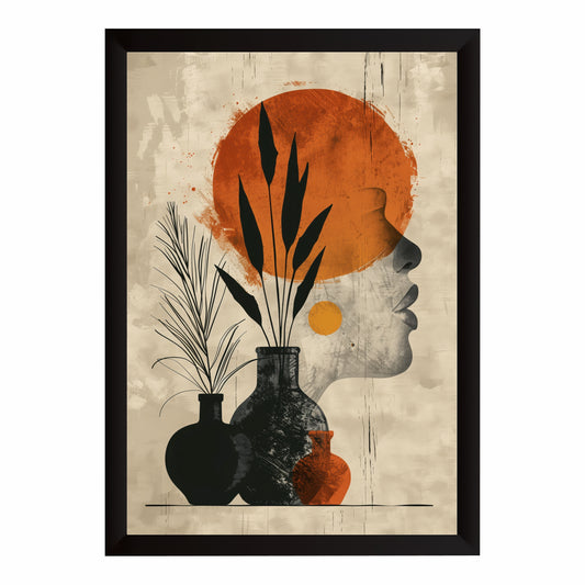 Abstract Face & Botanical Wall Art | Modern Minimalist Artwork