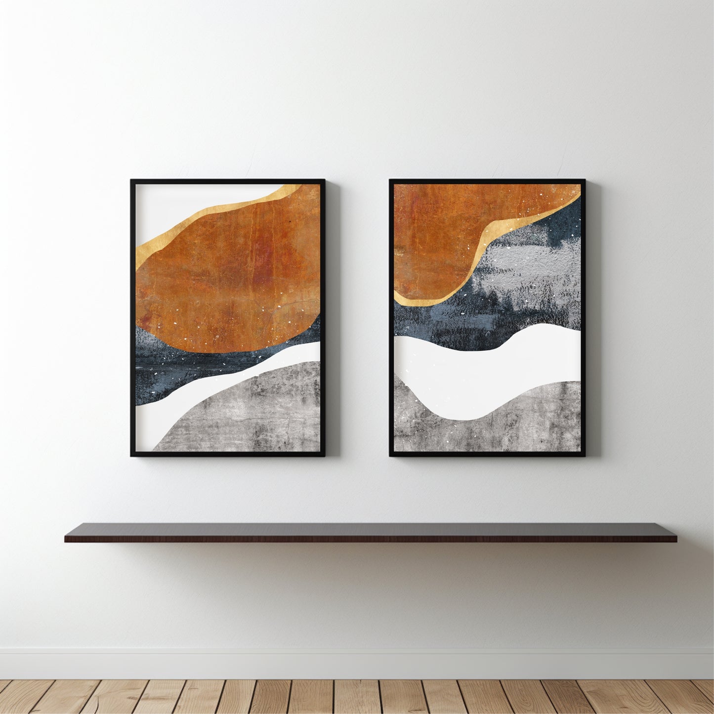 Rustic Terrain Wall Frame Set – Abstract Earth & Stone Harmony 🏔️✨