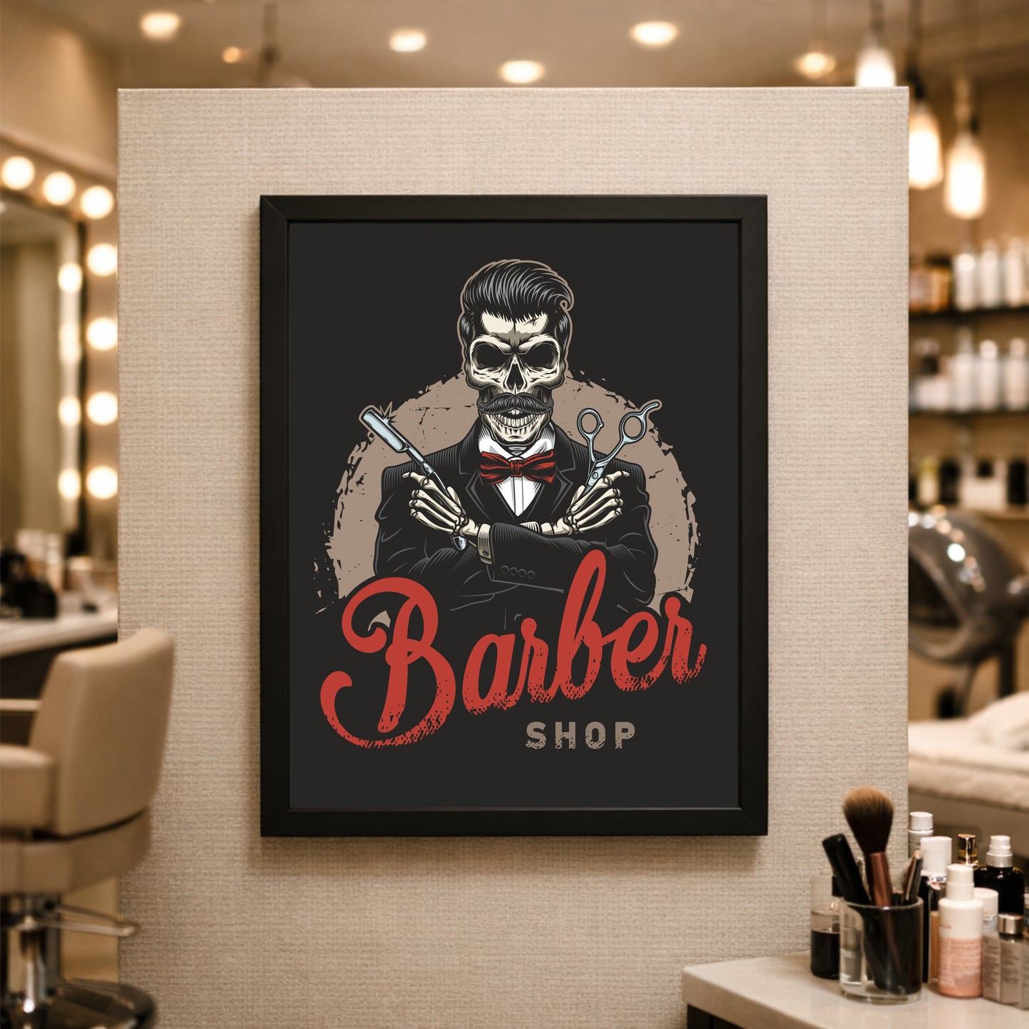 The Skull Barber King – Bold Barber Shop Art 💀✂️