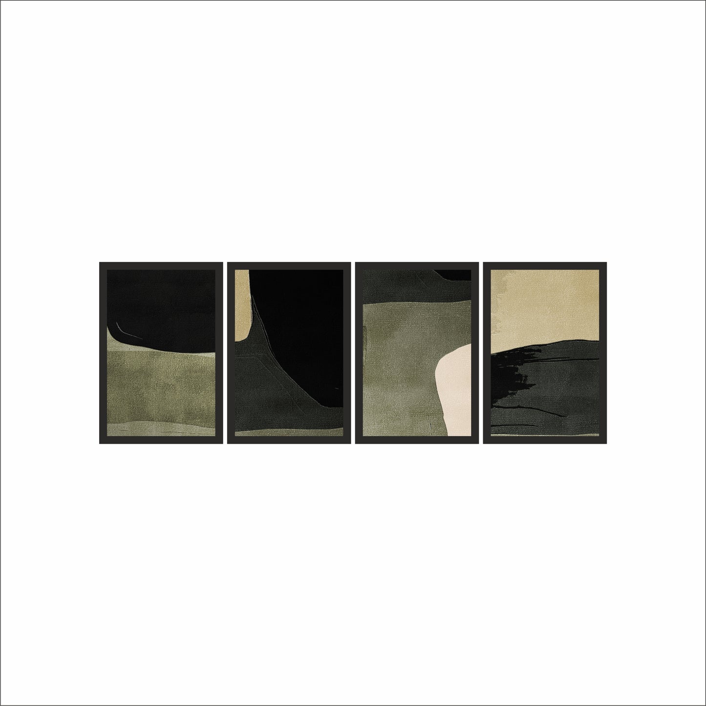 Earthy Calm – Modern Abstract Wall Art Set 🌿🖤